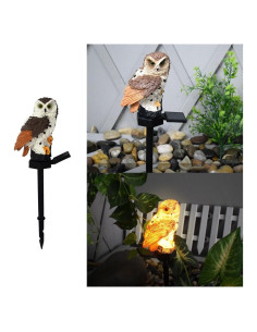 Figura de Búho Luz Solar Youfui para Jardín 14cm Marrón