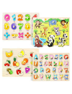 Rompecabezas de Clavo de Madera GRINNNIE 4 Piezas Educativos