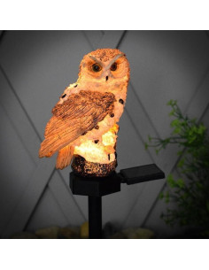 Figura de Búho Luz Solar Youfui para Jardín 14cm Marrón 2