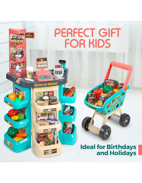 Conjunto de Supermercado MEDca 47 Piezas con Escáner y Carrito