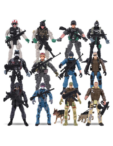 Figuras de Acción Soldados 3 Nutrias 12PCS con Armas