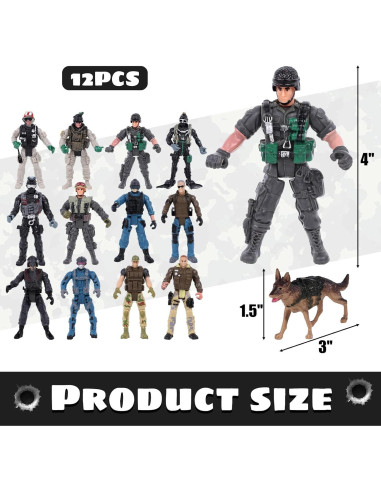 Figuras de Acción Soldados 3 Nutrias 12PCS con Armas