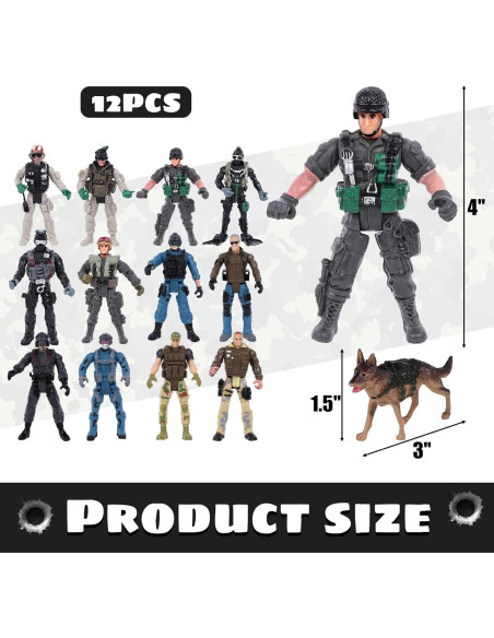 Figuras de Acción Soldados 3 Nutrias 12PCS con Armas