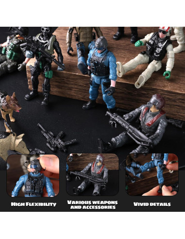 Figuras de Acción Soldados 3 Nutrias 12PCS con Armas