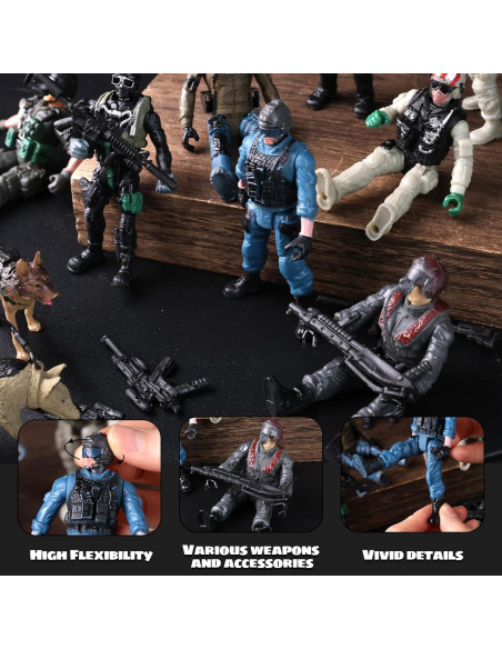 Figuras de Acción Soldados 3 Nutrias 12PCS con Armas