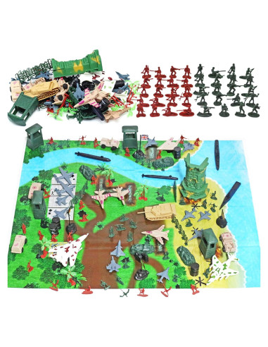 Juego de Soldados de Plástico TENYEAH 308 Piezas con Alfombrilla