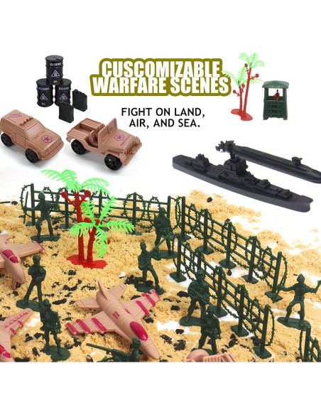 Juego de Soldados de Plástico TENYEAH 308 Piezas con Alfombrilla Juego de Soldados de Plástico TENYEAH 308 Piezas con Alfombrilla