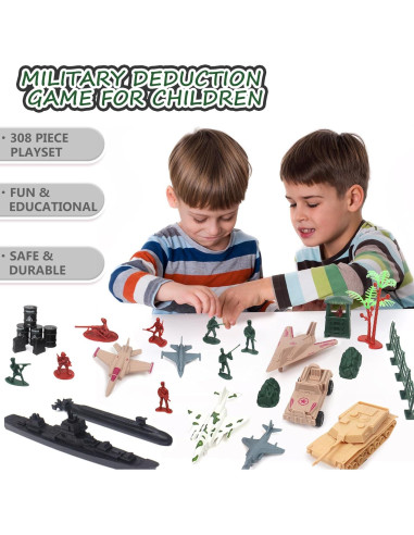 Juego de Soldados de Plástico TENYEAH 308 Piezas con Alfombrilla