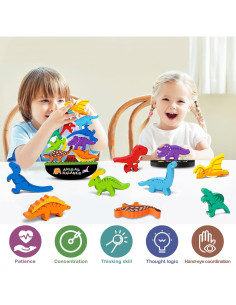 Juguetes Montessori Dinosaurios FFTROC Madera 9 Bloques 2