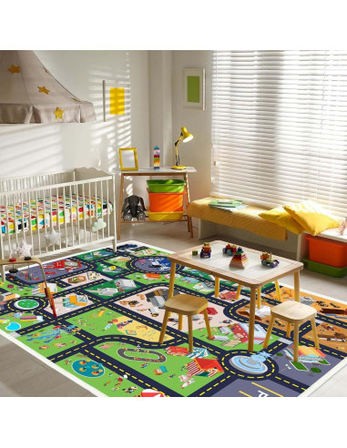 Alfombra Infantil Pyrrhite Mapa de Ciudad 0,81x1,19m