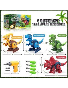 Juguetes de Dinosaurios Desarmables Feng Long 4 Piezas 2