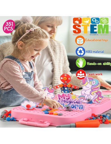 Set de Juguetes de Taladro Unicornio AquaArcc 351 Piezas