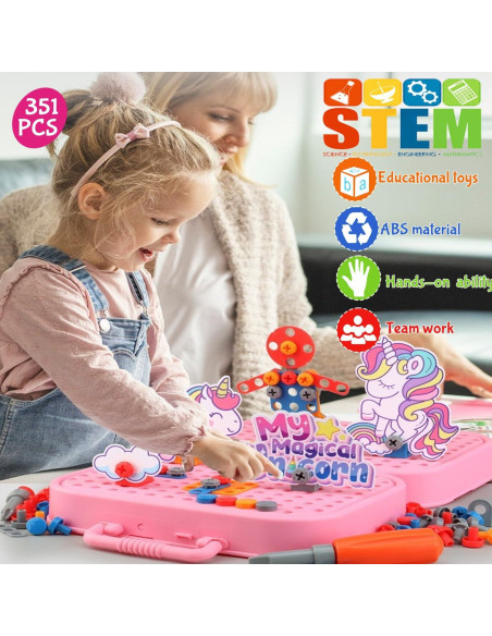 Set de Juguetes de Taladro Unicornio AquaArcc 351 Piezas Set de Juguetes de Taladro Unicornio AquaArcc 351 Piezas