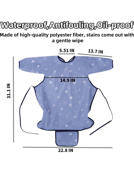 Babero de Comida MOTEERLLU para Bebés - Mangas Largas Gris