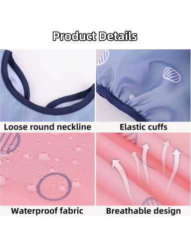 Babero de Comida MOTEERLLU para Bebés - Mangas Largas Gris