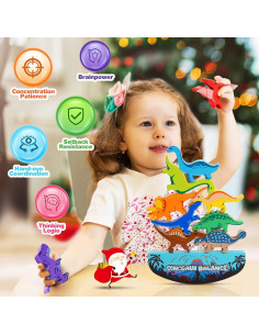 Juguetes de Apilamiento de Madera Dinosaurios Ipourup 320g 2