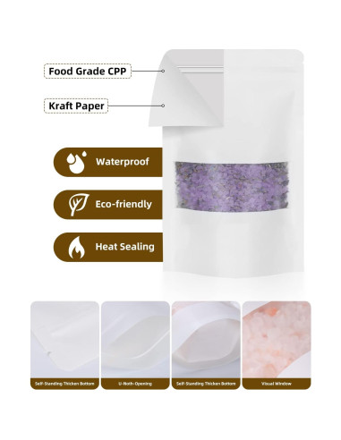 100 Bolsas Kraft Reutilizables Larzack 11.94x19.81 cm con Cierre