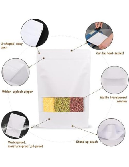 100 Bolsas Kraft Reutilizables Larzack 11.94x19.81 cm con Cierre