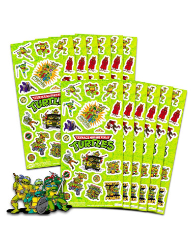 Paquete de Stickers TMNT para Niños - 12 Hojas 300 Stickers