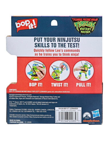Bop It! Tortugas Ninja Leonardo Juego Electrónico 8+