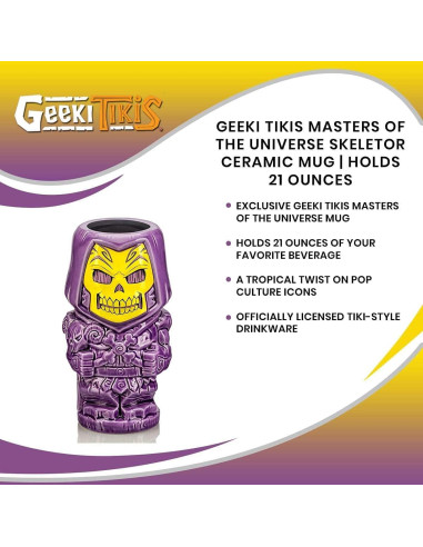 Taza Cerámica Geeki Tikis Skeletor 21 Onzas Coleccionable