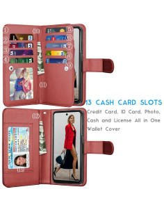 Funda de Cartera Tekcoo para Moto G 2024 5G - Rojo 2