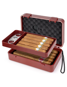 Estuche Humidor de Cigarros Fire Starter Caoba Roja 21.5x14x7.5cm