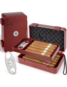 Estuche Humidor de Cigarros Fire Starter Caoba Roja 21.5x14x7.5cm 2