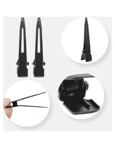 50 Clips de Pelo de Cocodrilo Aylifu Negros 44.5mm Metal