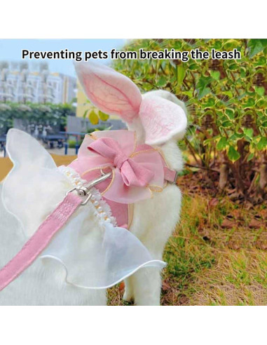 Arnés y Correa para Conejos Copfeu Rosa Malla Transpirable