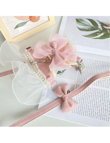 Arnés y Correa para Conejos Copfeu Rosa Malla Transpirable