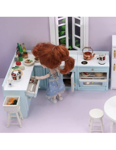 Set de 4 Accesorios de Cocina para Casa de Muñecas SXFSE