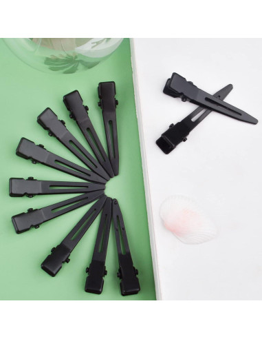 50 Clips de Pelo de Cocodrilo Aylifu Negros 44.5mm Metal