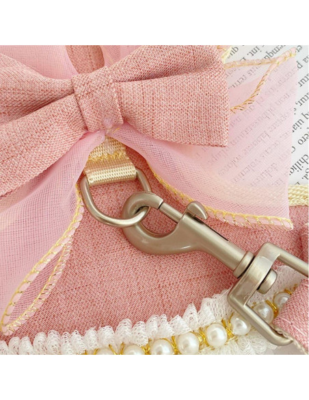 Arnés y Correa para Conejos Copfeu Rosa Malla Transpirable