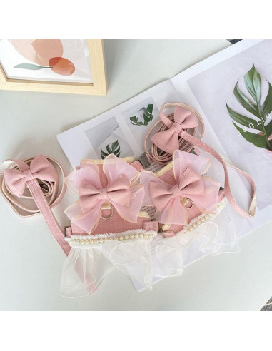 Arnés y Correa para Conejos Copfeu Rosa Malla Transpirable