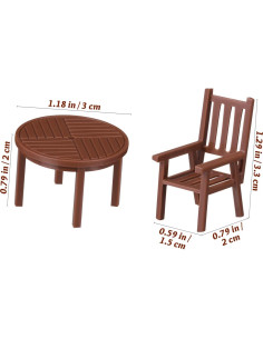 Juego de Muebles Miniatura Ipetboom 3 Mesas y Sillas 2