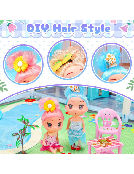 Casa de Muñecas 4 Pisos AmiDear con Muebles y Tobogán