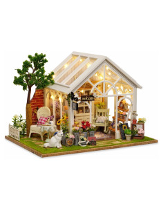 Kit Casa de Muñecas Miniatura DIY TuKIIE Invernadero 22x19x17cm