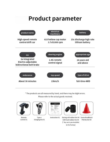 Coche Drift RC 1/43 Funnyndiy Plata 15 KM/H RTR