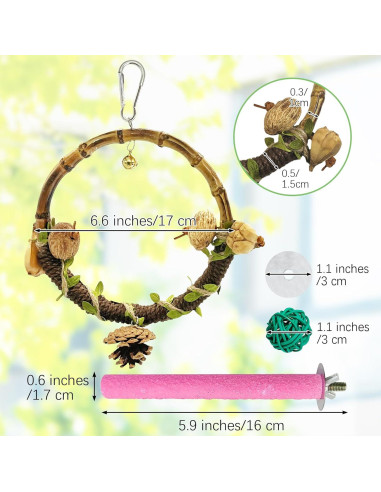 Columpio para Aves Hamiledyi con 6 Accesorios para Loros