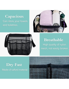 Caddy de Ducha Portátil Attmu 8 Bolsillos Malla Secado Rápido 2