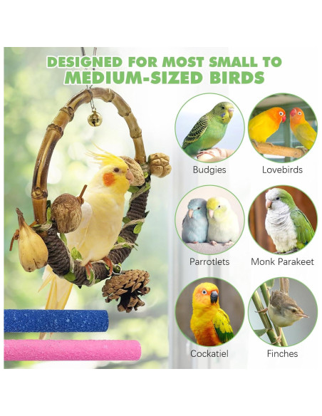 Columpio para Aves Hamiledyi con 6 Accesorios para Loros