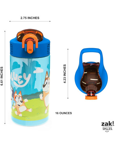 Botellas de Agua Bluey 2pk Zak Designs 473ml a Prueba de Fugas