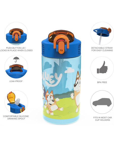 Botellas de Agua Bluey 2pk Zak Designs 473ml a Prueba de Fugas
