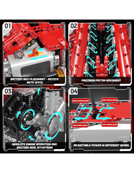 Kit Motor V12 Mould King 3472 Piezas para Adultos Kit Motor V12 Mould King 3472 Piezas para Adultos