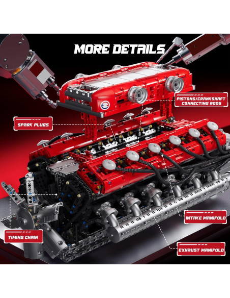 Kit Motor V12 Mould King 3472 Piezas para Adultos Kit Motor V12 Mould King 3472 Piezas para Adultos
