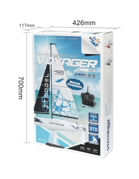 Velero a Control Remoto ZT Model Voyager 400 Azul 66 cm