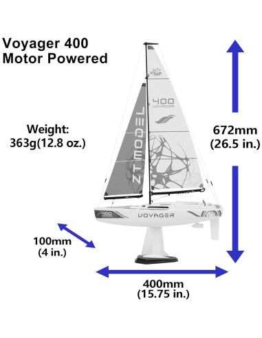 Velero a Control Remoto ZT Model Voyager 400 Azul 66 cm