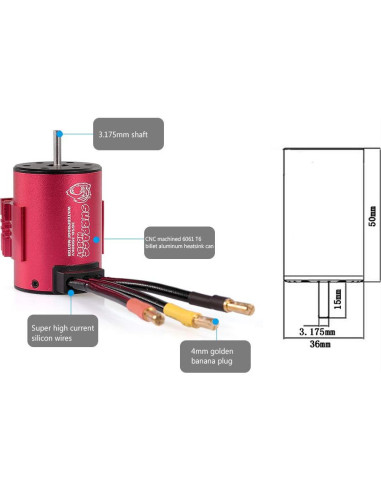 Motor GoolRC Surpass Hobby 3650 3900KV + ESC 60A para RC 1/10