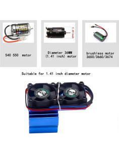 Enfriador de motor RC Traxxas 540 550 36mm Doble Ventilador 2